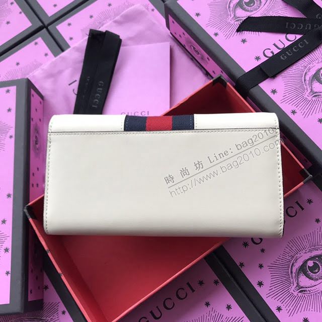 Gucci錢包 古馳新款 瑪格麗特皇后長夾 翻蓋錢包系列 Gucci女錢包 476064大紅拼色全皮  gdj1101
